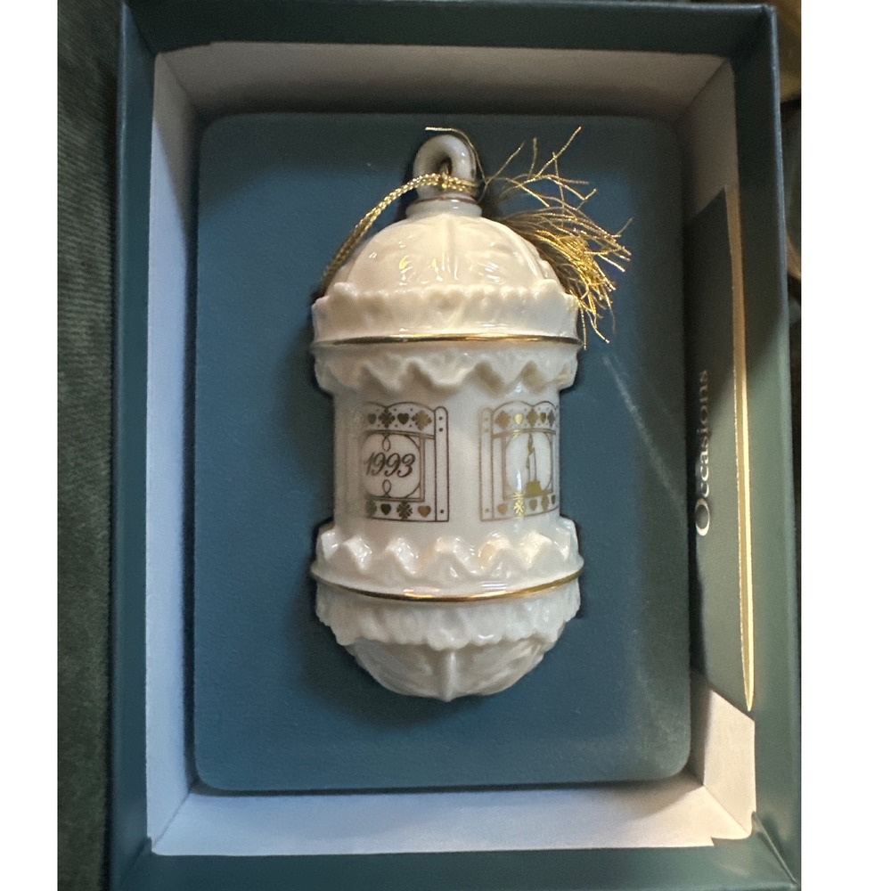 Lenox 1993 Occasions Lantern Ornament Fine Ivory China Gold Accents with Box